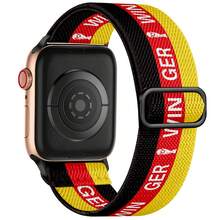 2026 World Cup Germany Themed Stretchy Bands Compatible With Apple Watch 38/40/41/42/44/45/46/49mm,Water Resistant Solo Loop Elastic Sport Watch Straps For Apple Watch Series 11-1,SE,Ultra Men Women - Germany - View 10