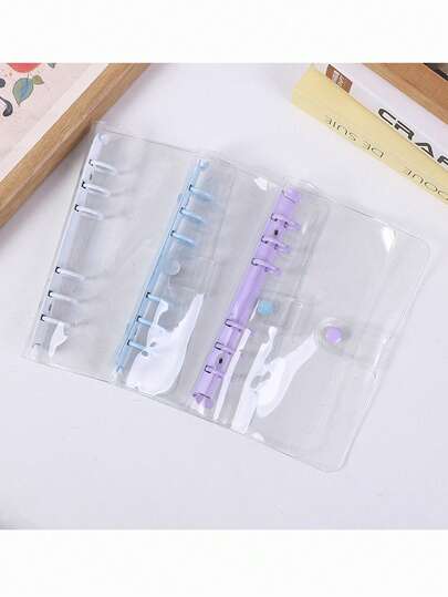 A6 Şeffaf Yapraklı Çıkartmalı Defter, Çıkartmalar, 3D Çıkartma Saklama Kutusu, 6 Halkalı PVC Defter Seti, Kendin Yap Günlük