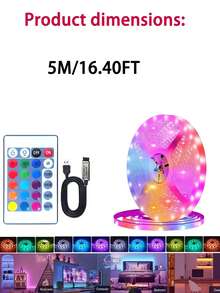 3ft-100ft Bedroom LED Lights With 24-Key Remote Control, Adjustable Color & Brightness, Cuttable Length, Easy Installation, Suitable For Home Decor, Bedroom Ambiance Lighting, Fun Lights, Holiday Party Atmosphere - White - View 13