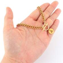 1pc Minimalist Gold Hollow Letter Pendant Necklace For Women, Stainless Steel Chain - Yellow Gold - View 3