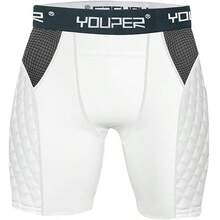 Youper Youth Elite Compression Padded Sliding Shorts w/Cup Pocket for Baseball Football - Blanco - Ver 1