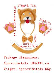 3-Piece Or 4-Piece Lion Costume Set, Unisex, Includes Headpiece, Bow Tie, Tail And Gloves, Suitable For Performance Props Halloween - Multicolor - View 10