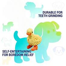 Handgefertigtes Baumwoll-Flechtspielzeug in süßer Entenform, bissfest, zur Zahnreinigung & Zahnfleischmassage für kleine/mittlere Hunde & Welpen, zur Angstlinderung, unterhaltsames Interaktionszubehör - Gelb - Übersicht 7