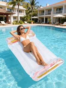 Inflatable Floating Hammock, Fruit Style With Sequins And Strawberry Elements, Suitable For Water Recreation, Beach, Party, Pool, Floating Device, PVC Material - A - View 4