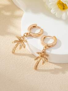 1 Đôi bông tai hình cây cọ tối giản, thích hợp để đeo khi đi nghỉ mát. - Vàng - Xem 4