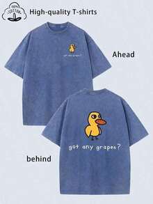 2026 Summer TopsMen's Vintage Heavyweight Washed T-Shirt With Funny "Get Any Grapes?" Duck Graphic & Back Print - Soft Breathable Oversized Streetwear Tee, Loose Fit Casual Shirt For Casual Attire (, Machine Washable) Edgy Street Style Fashion, Perfect For Daily & Party FitsLoose And ComfortableSummer Lightweight Style Casual Washed T-ShirtLoose And Comfortable Casual Streetwear,Summer Oversized Tee,Loose Fit T Shirt,Vintage Graphic Tee,Retro Street Style,Soft Cotton Top,Breathable Summer Tee,Drop Shoulder Tee, Casual Top,Daily Wear T Shirt,Boyfriend Style Tee,Grunge Vintage Tee,Y2K Streetwear Top,Casual Loose Top,Oversized Graphic Tee,Summer Casual Tee,Street Style T Shirt,Vintage Washed Tee,Retro Graphic Top,Loose Casual T Shirt, - 黑色 - 查看 9