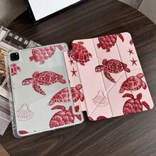 Ốp bảo vệ máy tính bảng gấp ba hình rùa hồng/đỏ Ocean 1pc có khe đựng bút cảm ứng, tương thích với iPad 10.9/10.2/Air 5/Pro 11/10/9.7/Air 2/(thế hệ thứ 7)/(thế hệ thứ 8)/Air 4/5/Pro 11/10, Galaxy Tab S10+/S9/A9, 5/5PR/6/6PRO/7/7PRO - Nhiều màu - Xem 8