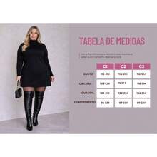 Women's Plus Size Dress, High Neck, Long Sleeves, Short, Comfortable, Elegant, Sensual - 黑色 - 查看 2