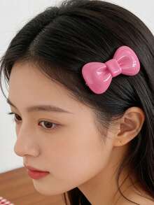 2pcs Elegant Pink Bow Hair Clips, Cute Sweet Bow Design Hair Clips, Women's Daily Hair Accessories, Hairpin - Multicolor - View 7