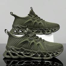 Zapatos casuales de malla transpirables para hombre, zapatillas de running ligeras, zapatos deportivos cómodos - Verde - Ver 2