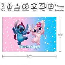 1pc Blue & Pink Stitching Angel Theme Birthday Party Hanging Decor, 210 * 150/150 * 100/100 * 75CM White Star Glitter Wall Decor, Birthday Party Background Backdrop, Photo Booth Prop - BJB - View 7