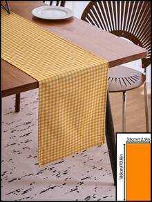 1pc Yellow Plaid Woven Table Runner, American Farmhouse Style Minimalist, Suitable For Holidays, Gatherings, Birthdays, Weddings, Dining Room, Living Room, Coffee Table, Home Decor, All Seasons - Yellow - View 18