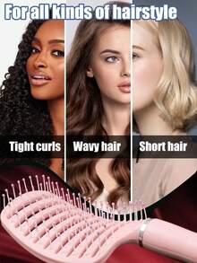 1Pc Curved Vented Hair Brush For Women, Detangling Brush For Long Thick Curly Wet Hair, Blow Fast Drying Paddle Detangler Brush Styling Tool, Back To School, Travel Holiday Essentials - Multicolor - View 6
