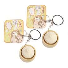 2 Pack Dumpling Fidget Keychain, Cute Sensory Clicker Toys Mini Fidget Toys Set For Anxiety Stress Relief, Portable Squeeze Toy For Adults, Office Desk Stress Reducer, Travel Calming Gadget, Soft Silicone Sensory Toy For Focus Relaxation, Creative Car Keyring Accessories - mặc định - Xem 2