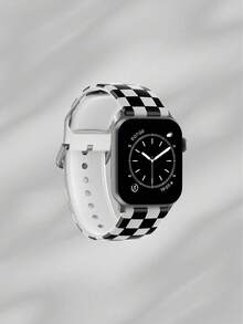 1 pièce Bracelet de montre classique à motif damier noir et blanc, doux, élastique, respirant et remplaçable, compatible avec Samsung, Honor Smartwatches, 38mm 40mm 41mm 42mm 46mm 45mm 44mm 49mm, bracelet de montre en silicone multicolore décontracté quotidien compatible avec Apple Watch Ultra SE/11/10/9/8/7/6/5/4/3/2/1, accessoire de mode unisexe polyvalent, bracelet de montre de sport confortable - Multicolore - Voir 3
