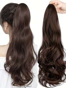 Claw Clip In Body Wave Hair Extensions Long Curly Wavy Ponytail Hair Extensions Synthetic Hair Pieces For Women Girls - Multicolor - View 11
