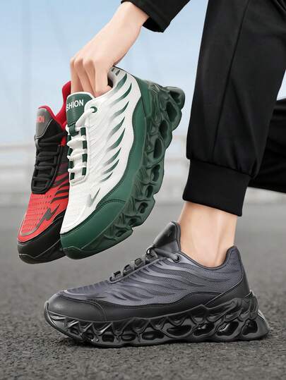 1 Pair Men's 2026 New Fashion Casual Sneakers, Lightweight Breathable Lace-Up Round Toe Soft Bottom Comfortable Outdoor Walking Shoes, Size 39-46 Large, Suitable For