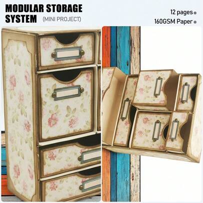 Bộ dụng cụ lưu trữ mô-đun hoa hồng phong cách cổ điển Shabby Vintage, Bộ dụng cụ làm sổ lưu niệm, Bộ dụng cụ làm tập sách nhỏ, Bộ dụng cụ làm bìa đựng tài liệu, Bộ dụng cụ thủ công sổ lưu niệm, Quà tặng sổ lưu niệm, Vật tư sổ lưu niệm, Trang trí sổ lưu niệm, Trang trí nhật ký, Trang trí dự án thủ công mỹ nghệ - Bao gồm video hướng dẫn