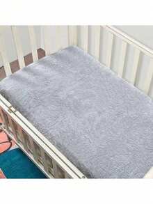 1pc Baby Full Wrap High Elasticity Fitted Sheet, Children's Mattress Cover, Dust-Proof Bed Cover, Mattress Not Included - Grey Coral Fleece - View 7