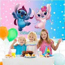 1pc Blue & Pink Stitching Angel Theme Birthday Party Hanging Decor, 210 * 150/150 * 100/100 * 75CM White Star Glitter Wall Decor, Birthday Party Background Backdrop, Photo Booth Prop - BJB - View 6