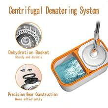 Sisi Home Textile Spin Mop Bucket With Wringer System Extended Mop Handle 61"Mop And Bucket For Floors Cleaning With 5 Replacement Head Refill 1 Cleaning Brush Head - Spin Mop Set - View 4