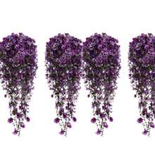 2/4 Bouquets Of Artificial Flowers - Morning Glories - Lifelike Flowers - No Maintenance Required - UV-Resistant Artificial Hanging Flowers, Artificial Lifelike Flower Plants, Suitable For All-Season Outdoor Decoration. Artificial Hanging Flowers Are Ideal For Weddings, Home, Office, Garden, Birthday, Anniversary, Festival, Halloween, Christmas Decoration. - 單色-9 - 查看 2