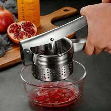 Prensa de patatas de acero inoxidable 304 con mango de silicona, exprimidor manual de frutas - Plateado - Ver 2