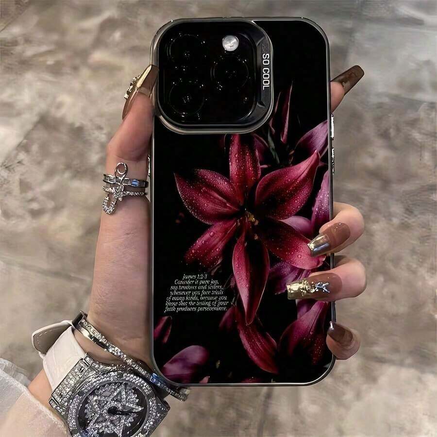 1 pieza de funda para teléfono con diseño de flor de lirio rojo y rocío sobre fondo negro minimalista personalizado, compatible con iPhone 16 Pro Max, 17/16/15/14 Plus, 13/12/11, Air, teléfonos móviles, bolsos, accesorios para móviles, fundas para teléfonos, decoración de interiores, accesorios, fundas transparentes para teléfonos, verano, correas para teléfonos, fundas para teléfonos de hombre, fundas negras para teléfonos, fundas rosas para teléfonos, funda para móvil para hombre, funda para móvil para mujer, protección para teléfonos móviles, accesorios de playa, regalos de fresa, cubiertas protectoras para teléfonos. teléfonos móviles, bolsos, accesorios para móviles, fundas para teléfonos, decoración de interiores, accesorios, fundas transparentes para teléfonos, verano, correas para teléfonos, fundas para teléfonos de hombre, fundas negras para teléfonos, fundas rosas para teléfonos, fundas para teléfonos de hombre, fundas para teléfonos de mujer, protección para teléfonos móvile - Estilo (1 pieza) - Ver 1