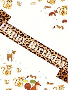 Faixa de Aniversário com Estampa de Leopardo, Cinto de Cintura de Festa de Aniversário Feminina com Padrão de Leopardo na Moda, Alça de Ombro para Decoração de Aniversário, Celebração de Aniversário, Despedida de Solteira, Cosplay, Acessórios de Festa, Adereço para Fotos - A - Visão 1
