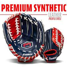 Franklin Sports Field Master USA - Guante de béisbol para diestros - Rojo/Blanco/Azul - Ver 4