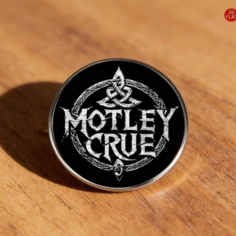 1枚 Motley Crue 摇滚乐队珐琅徽章，重金属音乐翻领胸针，可装饰牛仔夹克和背包 - A - 查看 1