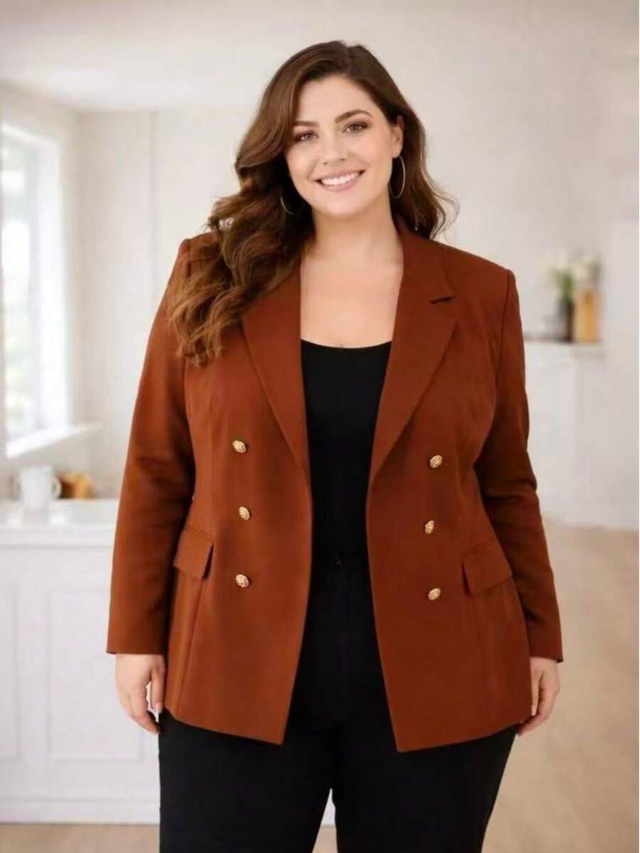 Max Blazer Plus Size. Tailored Fabric. Sizes G1, G2, G3. - 咖啡棕 - 查看 1
