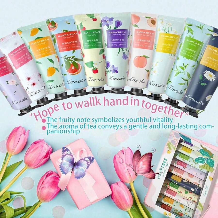 10 Pack Hand Cream Gifts Set For Women, Bulk Hand Lotion Travel Size For Dry Cracked Hands, Gifts For Women, Mini Hand Cream, Party Favors Christmas Birthday Valentines Gift For Teacher Nurse Coworker - Floral - View 1