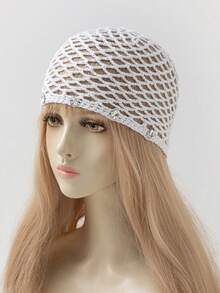 1 Peça Chapéu de Crochê Fino e Oco com Decoração de Strass em Gota d'Água para Mulheres, Adequado para Uso Diário em Estilo Boho na Primavera/Outono - A - Visão 3