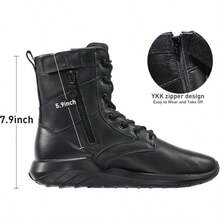 Soulsfeng Tactical Boots For Men And Women Lightweight Sneaker Boots Work Hiking Military Booties - 黑色拉鍊 - 查看 3