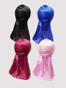 4 chiếc băng đô trùm đầu Durag bằng chất liệu giống lụa dành cho nam, màu trơn, kiểu dáng thời trang, thoải mái, thoáng khí và mềm mại, kiểu cướp biển unisex, mũ cướp biển, trang phục cướp biển, thoáng khí và thoải mái, đuôi dài, phù hợp với tóc gợn sóng, chạy bộ, đạp xe, leo núi, cắm trại, mũ cướp biển Giáng sinh. - 4 cái - Xem 11