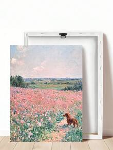 1幅现代粉彩野花油画印刷品，花卉风景墙画，金毛犬艺术画，腊肠犬海报，节日礼物，送给朋友的理想礼物，卧室艺术印刷品，客厅装饰，办公室装饰，厨房装饰，浴室装饰，墙面艺术，墙面装饰，家居装饰，房间装饰，帆布墙画，海报，带框墙画，可选画框 - A - 查看 17