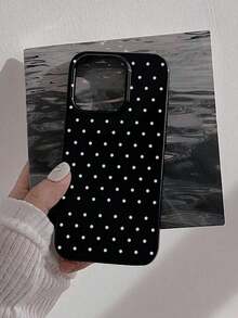 8-1pc Black Vintage White Polka Dot Soft Phone Case Compatible With Apple  16/15/14/13/12/11/X Series, Full Coverage - Kiểu 2 (1 chiếc) - Xem 1