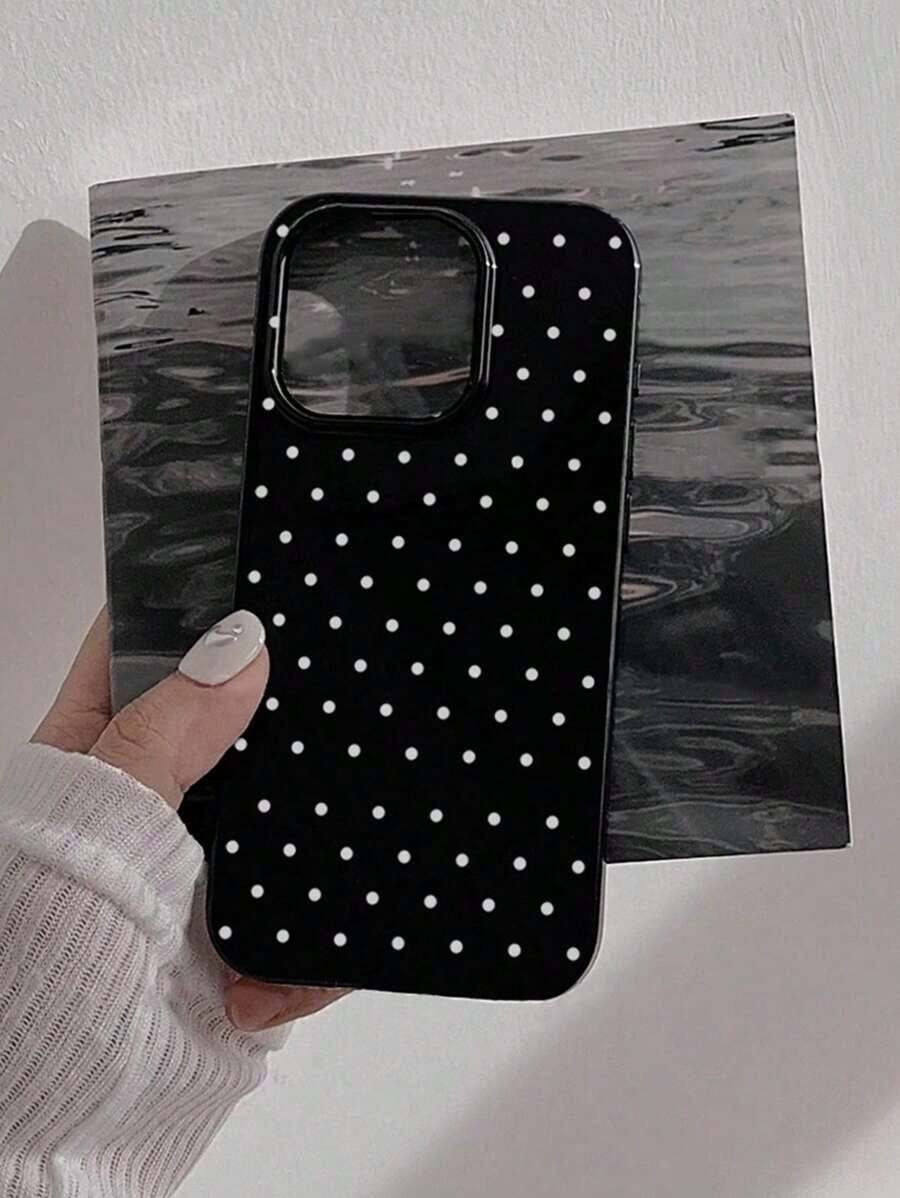 8-1pc Black Vintage White Polka Dot Soft Phone Case Compatible With Apple  16/15/14/13/12/11/X Series, Full Coverage - Kiểu 2 (1 chiếc) - Xem 1