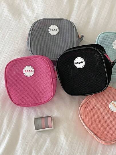 1 túi lưới đựng đồ phối màu mùa hè, túi xách lưới chất lượng cao dùng cho du lịch ngoài trời, đựng đồ dùng vệ sinh cá nhân và mỹ phẩm với dung tích lớn.