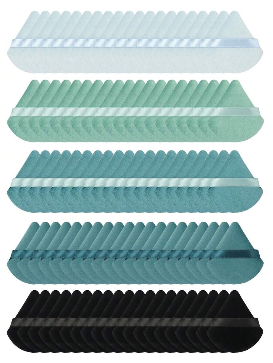 Triangle-Shaped Velvet Powder Puff 5/10/20/30/50/100pcs,Made Of Super-Soft Velvet, Designed For Contouring, Eye, And Corner, Suitable For All Skin Types. - Multicolor - View 1