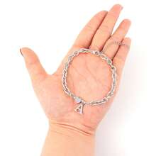 1pc New Classic Heart Letter Pendant Stainless Steel Chain Anklet For Women - Silver - View 3