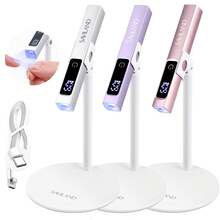 SAVILAND Handheld U V Light For Gel Nails: Magnetic Stand & 10S Flash Cure Mini Nail Light 3-Timer Modes Portable LED Nail Lamp Nail Dryer Cordless Gel Lamp LCD Screen Home DIY Manicure Purple - 紫色 - 查看 1