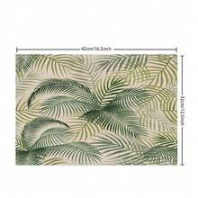 2/4/6pcs Green Palm Leaf Placemat,12.5*16.5 Inch Machine Washable Rectangular Table Mats Perfect For Kitchen And Dining Room Decor, Holiday Celebrations, And Countertop Decoration - Green - View 3
