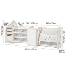 Almacenamiento de juguetes - 213–224 cm (84–88 pulgadas), gris + beige - Ver 10