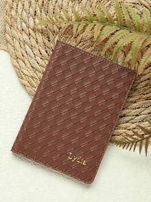 1pc Customized Name Rhombus Pattern Straw Woven Leather Passport Holder Travel Passport Cover Wallet Travel Document Organizer Protective Case Travel Gift For Women And Men Premium Passport Wallet - Multicolor - View 12