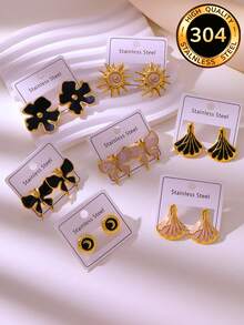 Elegant Luxury Oil Pressure Earrings Set, Made Of High-Quality Stainless Steel, Suitable For Daily Wear, Weddings, Parties, Vacations, And Mother's Day Gifts - New Earrings - View 10