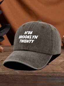 1pc Unisex Outdoor Casual Fashion Sports Retro N86 BROOKLYN TWENTY Graphic Adjustable Baseball Cap, Suitable For Spring/Summer, Versatile For Daily Wear, Camping, Fishing, Black & Multi-Color - Water-washed Baseball - View 11