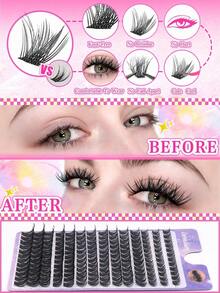 168 Bó lông mi giả ấn tượng, mềm mại tự nhiên, lông chồn, từng sợi riêng lẻ, dày dặn, tự làm mi nối, mi giả trang điểm, mi giả từng sợi, mi giả. - D - Xem 2