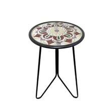 LIFFY - Mesa Auxiliar Redonda de Vidrio y Metal 12 x 12 x 21 Pulgadas Resistente al Clima Ideal para Interiores y Exteriores Mesa Auxiliar Decorativa de Patio y Sala de Estar  527665 - Púrpura - Ver 8